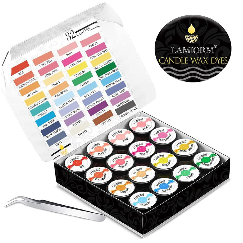 Candle Dye | 32 Colors Wax Dye For Candle Making (0.2 oz Per Color) DIY Candle Color Dye For Soy Max