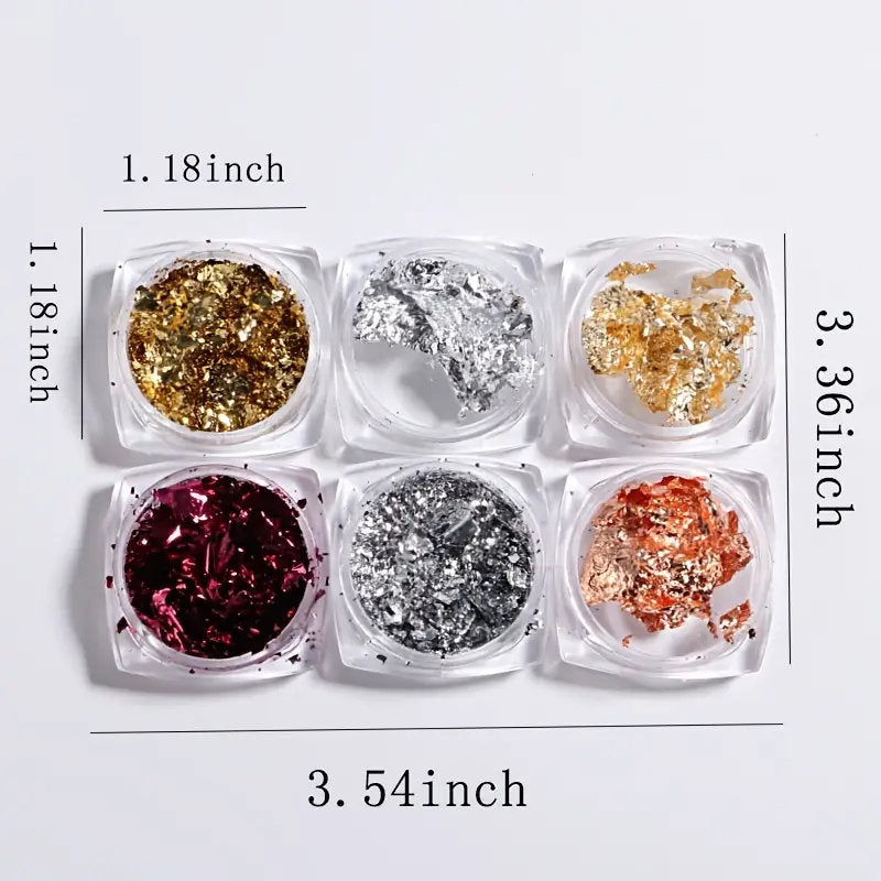 3 Boxes Gold Silver Aluminum Nail Foil Flakes Glitter Nails Art