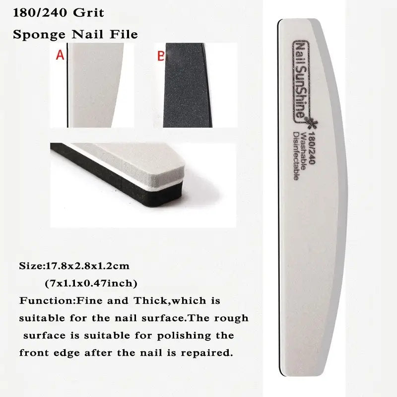 8 Pcs Nail File Set Professional Nail Care Manicure Tools Multi Grit Sanding Polishing Files Sponge Buffer Limas Slim Kit Nails Accessories