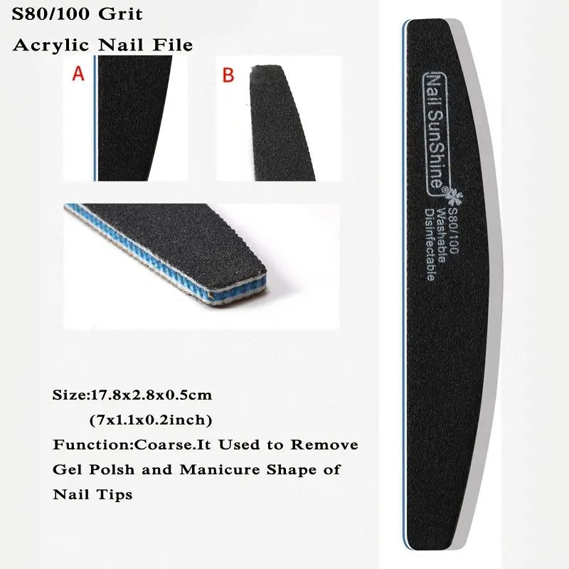 8 Pcs Nail File Set Professional Nail Care Manicure Tools Multi Grit Sanding Polishing Files Sponge Buffer Limas Slim Kit Nails Accessories