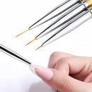 3 Pcs Metal Round Top Nail Art Gel Extension Builder Painting Liner Brushes | Drawing Flower Petal Pen Kit Manicure Tools Set