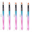 5 Pcs Colorful Handle Nail Art Brush Kit Acrylic UV Gel Extension Builder Painting Pattern DIY Drawing Pen Manicure Set