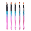 5 Pcs Colorful Handle Nail Art Brush Kit Acrylic UV Gel Extension Builder Painting Pattern DIY Drawing Pen Manicure Set