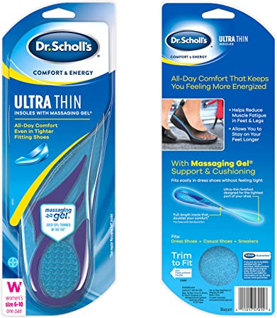 Dr. Scholl's Ultra Thin Insoles | Massaging Gel Insoles 30% Thinner in the Toe for Comfort in Dress Shoes