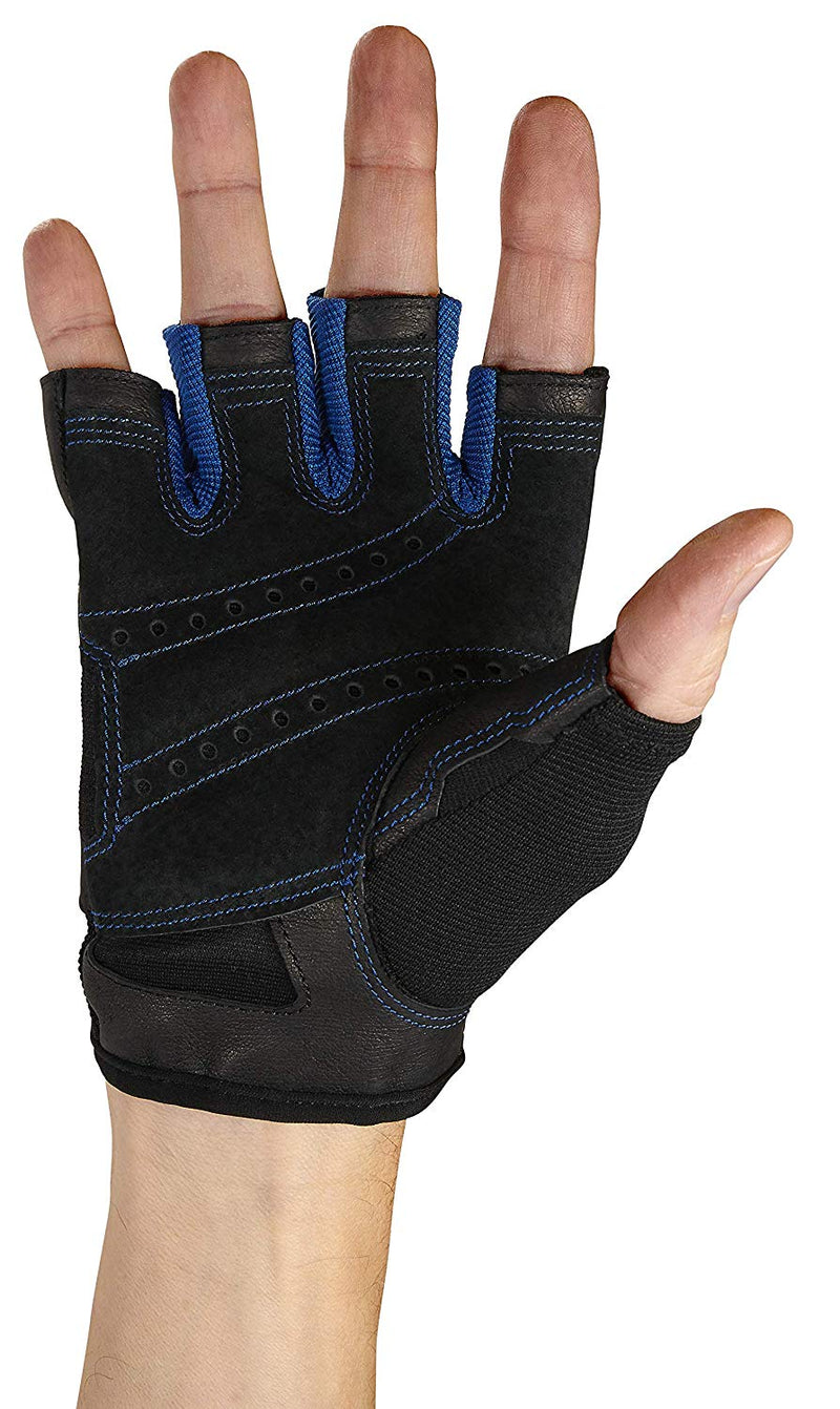 Harbinger Pro Non-Wristwrap Weightlifting Gloves with Vented Cushioned Leather Palm | Color Blue | Pair