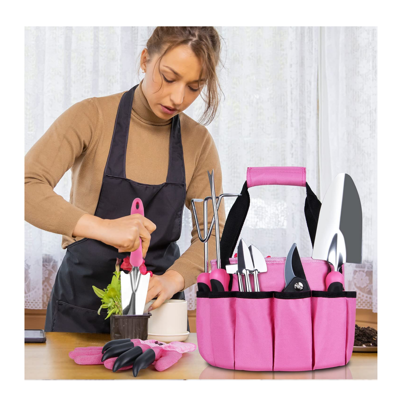 Tesmotor Pink Garden Tool Set | 11 Pieces