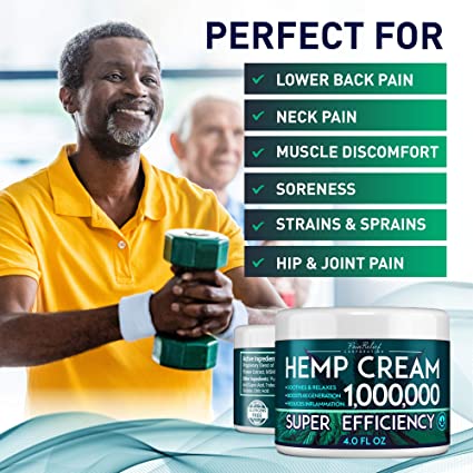 Hemp Pain Relief Cream 1,000,000 - Natural Hemp Extract Cream for Arthritis, Back Pain & Muscle Pain Relief - Efficient Inflammation Cream & Carpal Tunnel Relief