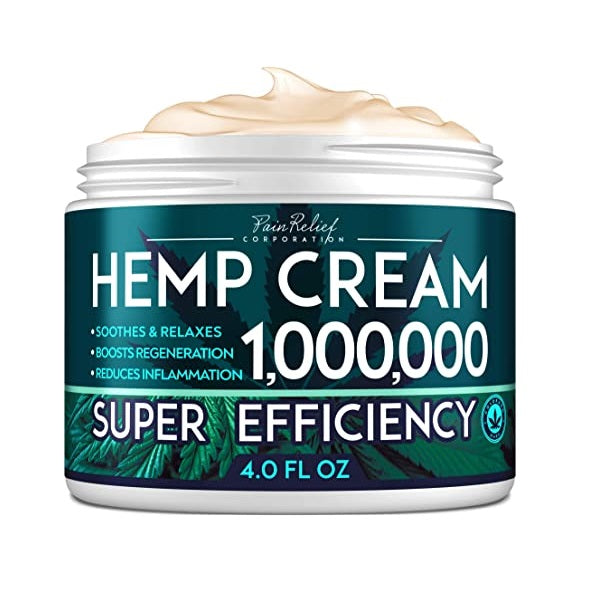 Hemp Pain Relief Cream 1,000,000 - Natural Hemp Extract Cream for Arthritis, Back Pain & Muscle Pain Relief