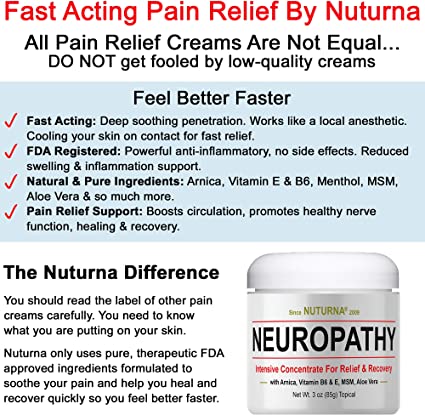 Neuropathy Nerve Pain Relief Cream - Maximum Strength Relief Cream for Feet, Hands, Legs, Toes Pain Reliever, Ultra Strength Arnica