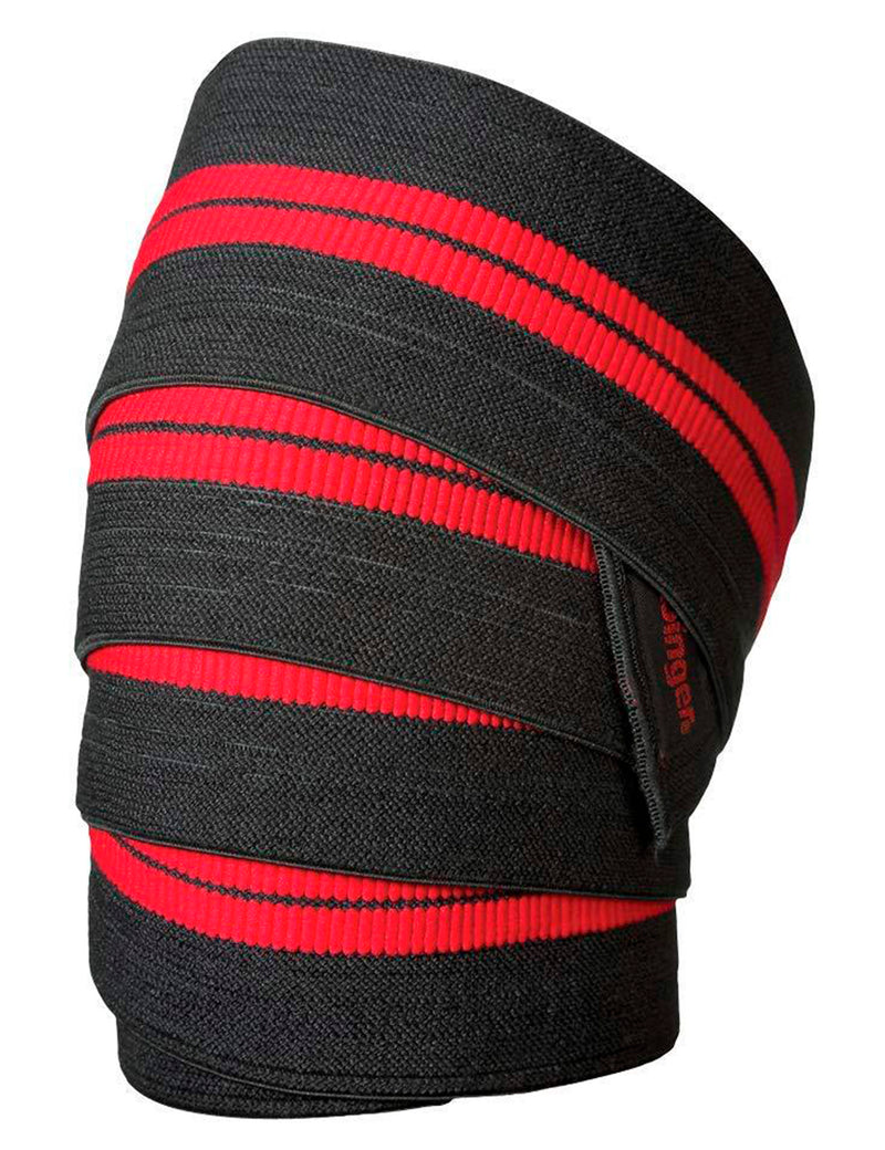 Harbinger Red Line 78-Inch Knee Wraps for Weightlifting | Color Black | Pair