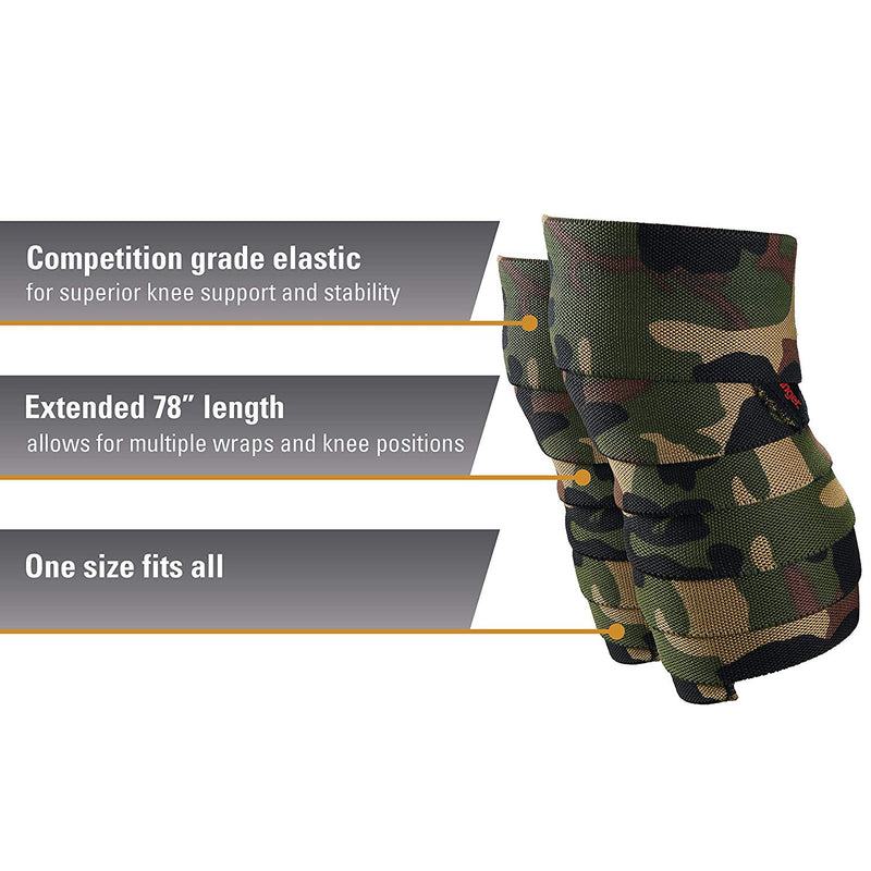 Harbinger Red Line 78-Inch Knee Wraps for Weightlifting | Color Camo | Pair