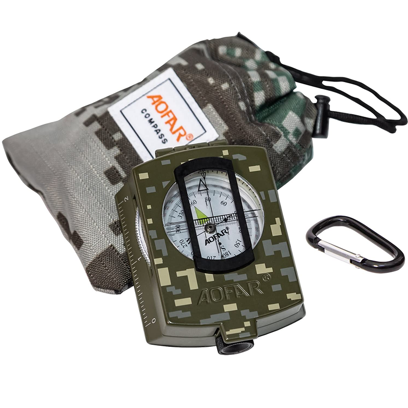 AOFAR Military Compass and Lensatic Sighting Fire Starter | Distance Calculator kit