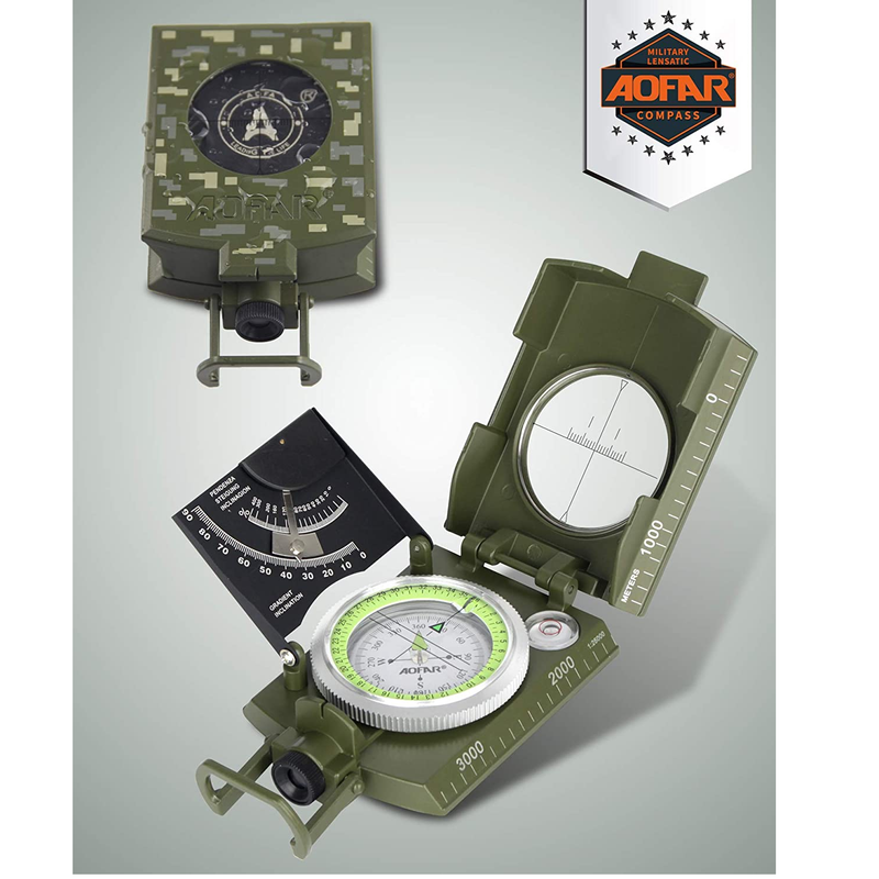 AOFAR Military Compass for Hiking Sighting Lensatic Waterproof