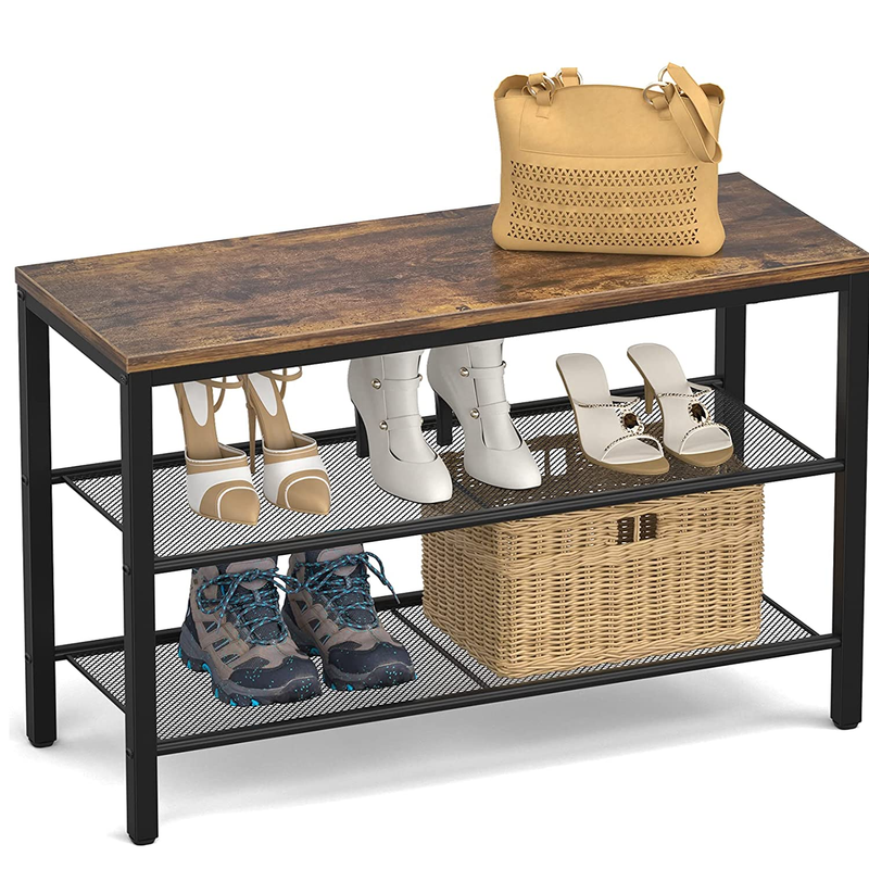 Armocity 3 Tier Shoe Rack with Bench and Storage Shelves