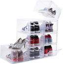 Attelite Clear Shoe Boxes Set of 8 Stackable Plastic Shoe Boxes with Clear Door