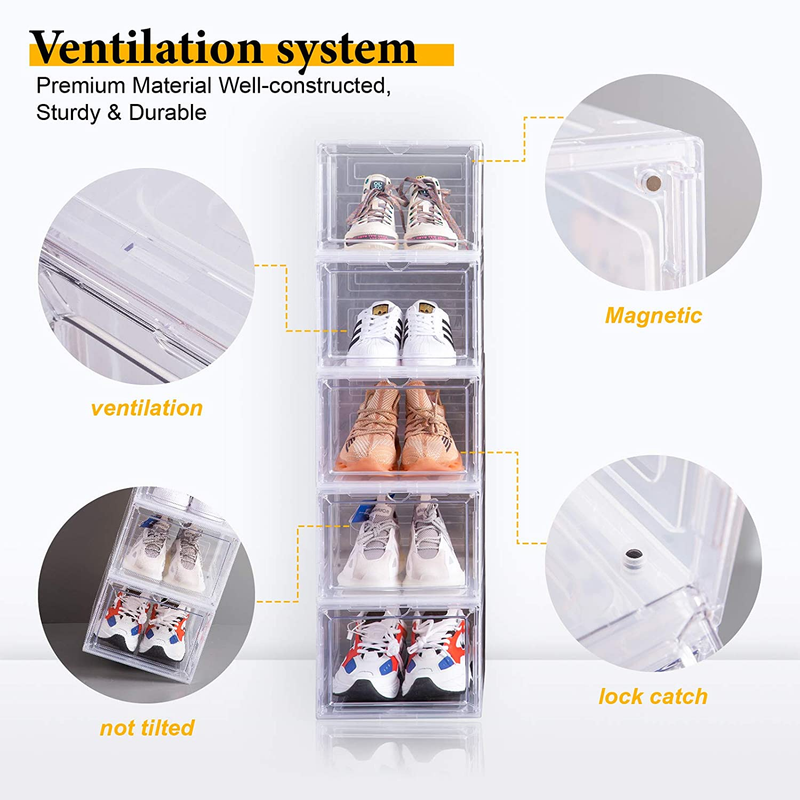 Portable Shoe Rack Organizer with Magnetic Clear Door for Closet