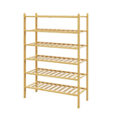 BAMFOX 6 Tier Shoe Rack Bamboo Stackable Shoe Storage Organizer