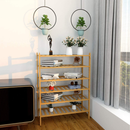 BAMFOX 6 Tier Shoe Rack Bamboo Stackable Shoe Storage Organizer