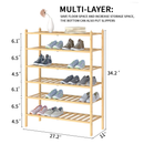 BAMFOX 6 Tier Shoe Rack Bamboo Stackable Shoe Storage Organizer