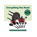 BELLA 12-Piece Cooking Baking and Storage Cookware Set| Color Red