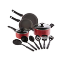 BELLA 12-Piece Cooking Baking and Storage Cookware Set| Color Red