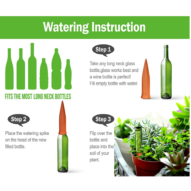 B SEPOR | Set Of 6 Terracotta Self Watering Spikes For Plants