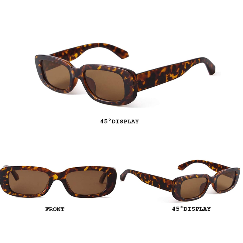 KUGUAOK Retro Rectangle Sunglasses Women and Men Vintage Small Square Sun Glasses UV Protection Glasse