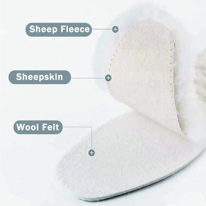 Bacophy | Genuine Thick Sheepskin Fleece Insoles for Women, Premium Warm Fluffy Wool Replacement Cozy Breathable Inner