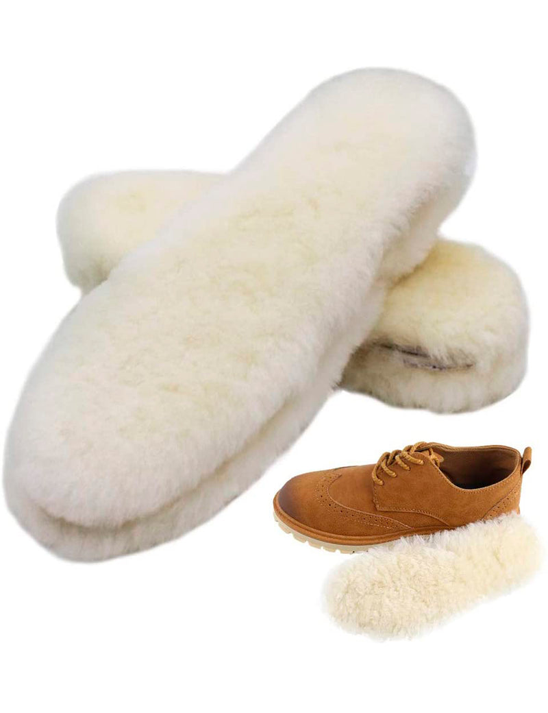 Bacophy | Genuine Thick Sheepskin Fleece Insoles for Women, Premium Warm Fluffy Wool Replacement Cozy Breathable Inner