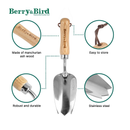 Berry&Bird Garden Hand Trowel | Heavy Duty Stainless Steel Small Flower Shovel
