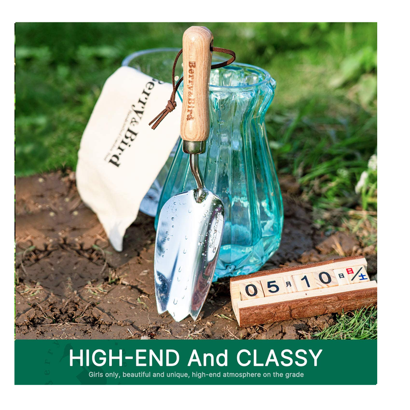 Berry&Bird Garden Hand Trowel | Heavy Duty Stainless Steel Small Flower Shovel