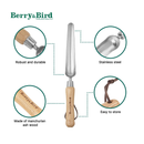 Berry&Bird Garden Weeding Shovel | Stainless Steel Widger with Wooden Handle
