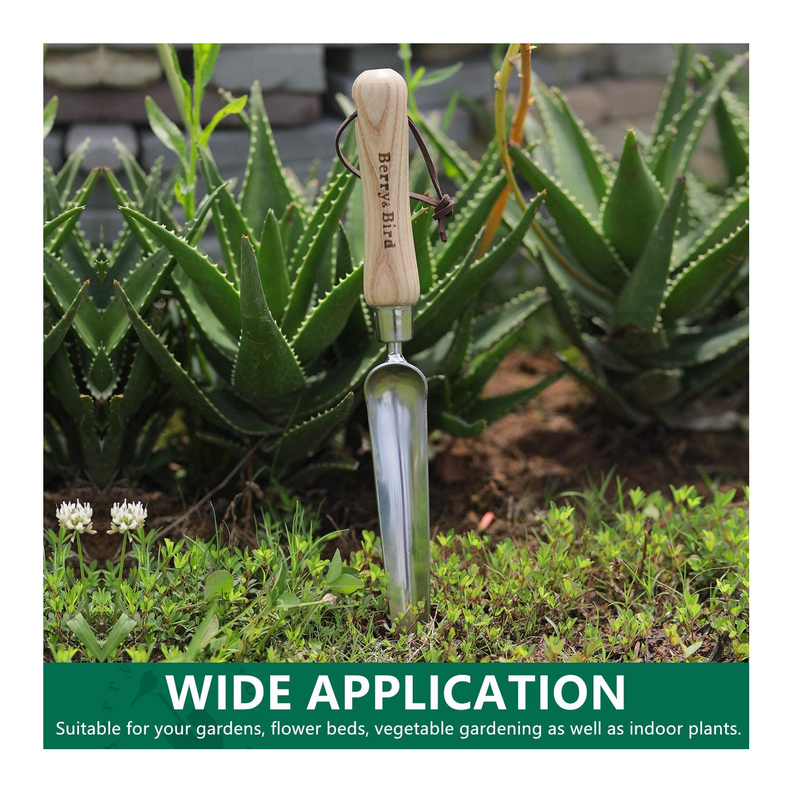 Berry&Bird Garden Weeding Shovel | Stainless Steel Widger with Wooden Handle