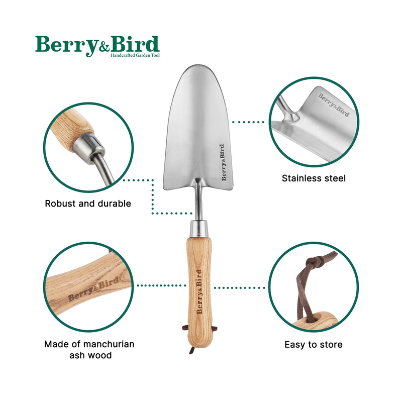 Berry&Bird Stainless Steel Trowel | Garden Small Flower Hand Shovel