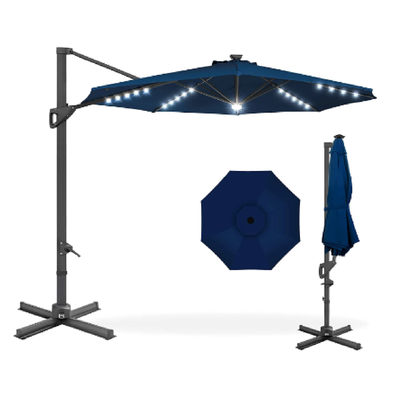 best choice products 10ft solar led patio offset umbrella Best Choice Products 10ft Solar LED Cantilever Patio Umbrella 360-Degr