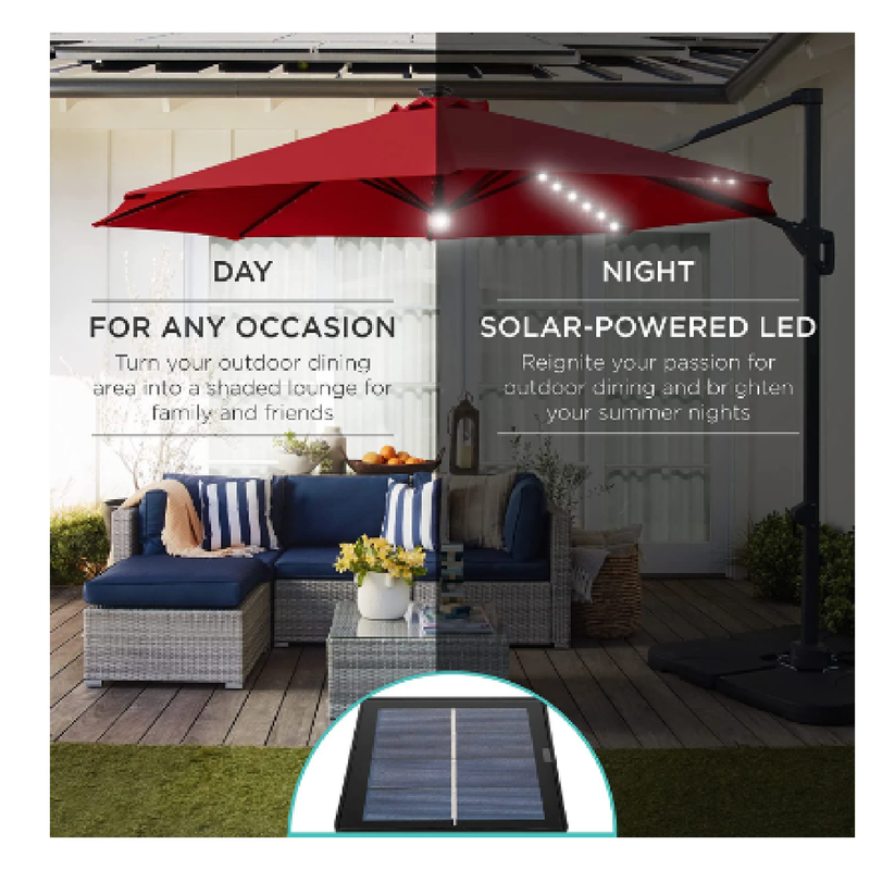 best choice products solar led lighted patio umbrella Best Choice Products 10ft Solar LED Cantilever Patio Umbrella 360-Degr