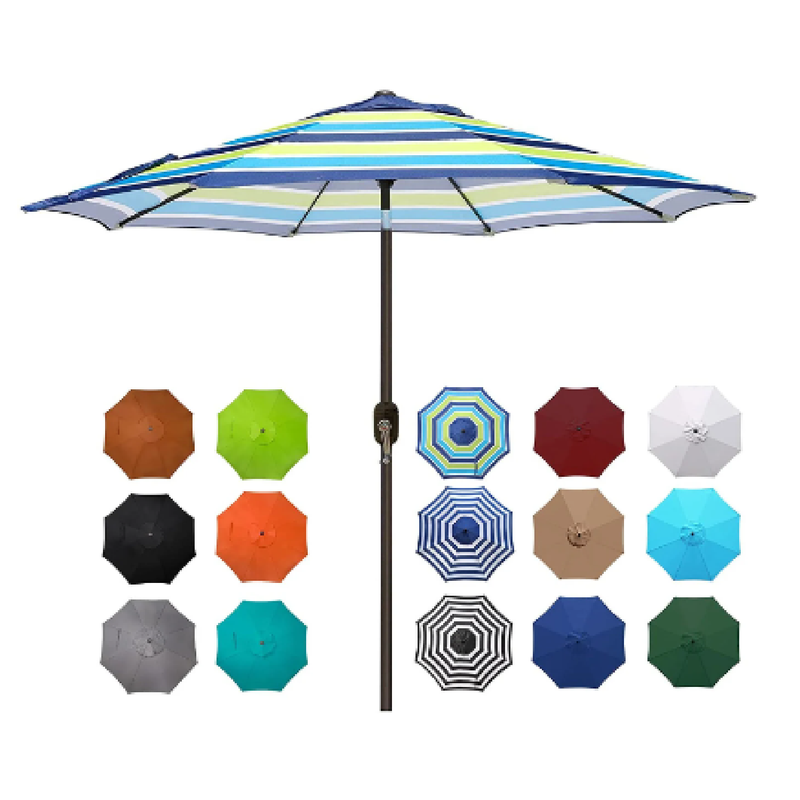 blissun patio umbrella Blissun 9' Outdoor Aluminum Patio Umbrella Market Striped