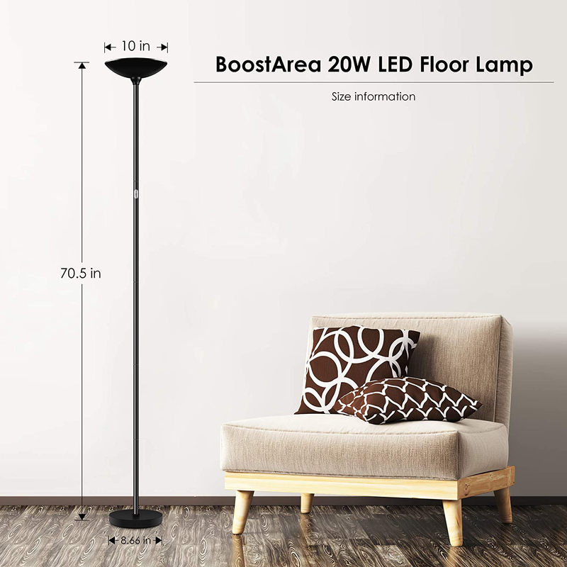 BoostArea Floor Lamp 20W Torchiere LED Floor Lamp 2000LM