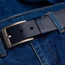 Buffway - Men's Belt Heavy Duty Italian Leather | Width 1.5" | Color Navy Blue