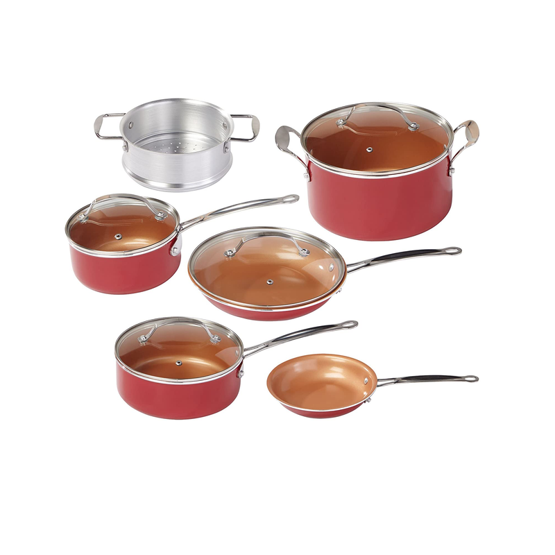 BulbHead Red Copper 10 PC Copper-Infused Ceramic Non-Stick