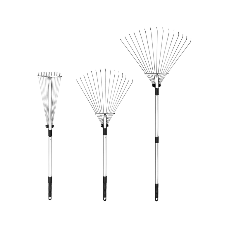 Buyplus Adjustable Garden Leaf Rake| 24-Inch to 63-Inch Telescoping Metal | Folding Extendable for Lawn| Flower Beds and Roof