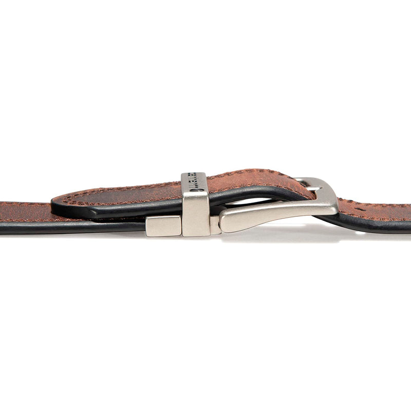 Carhartt Men's Signature Casual Belt | Oil Finish Leather Reversible Belt (Brown/Black With Nickel Roller Finish