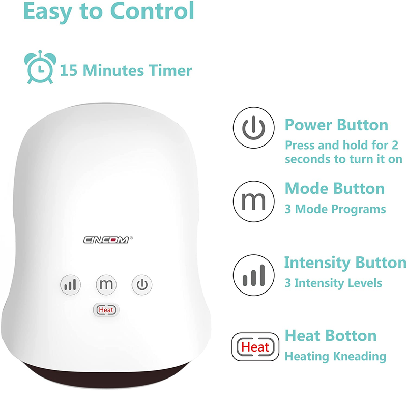 CINCOM Cordless Hand Massager with Heat and Compression for Arthritis and  Carpal Tunnel,Gifts for Women FSA/HSA Eligible (White) 