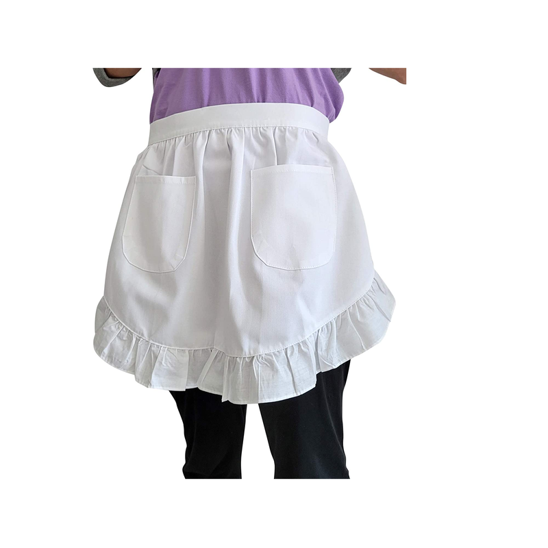 CRB Fashion Womens Retro Waist Apron with Pockets for Cooking Costume 2 PACK | Color White