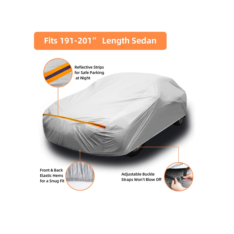 Car cover for Sedan L (191"-201") Ohuhu Universal UV Protection