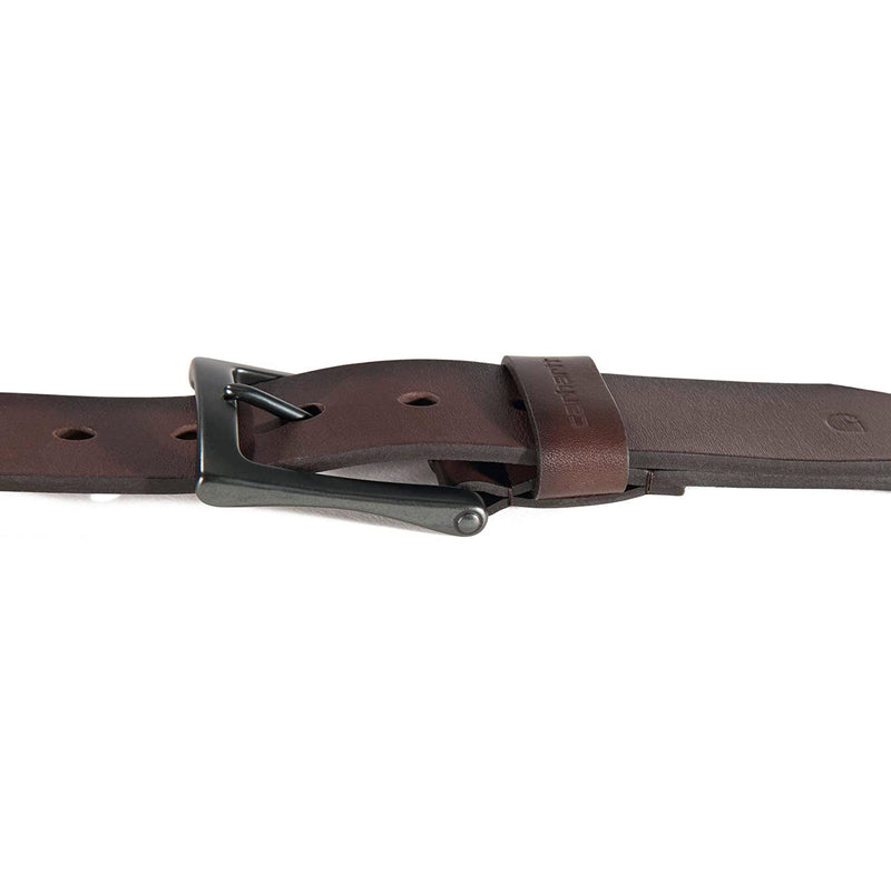 Carhartt Men's Signature Casual Belt | Burnished Leather Box Buckle Belt (Brown With Gunmetal Finish)