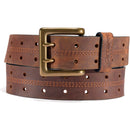 Carhartt Men's Signature Casual Belt | Saddle Leather Double Prong Perforated Belt (Brown With Oeb Finish)