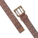Carhartt Men's Signature Casual Belt | Saddle Leather Double Prong Perforated Belt (Brown With Oeb Finish)