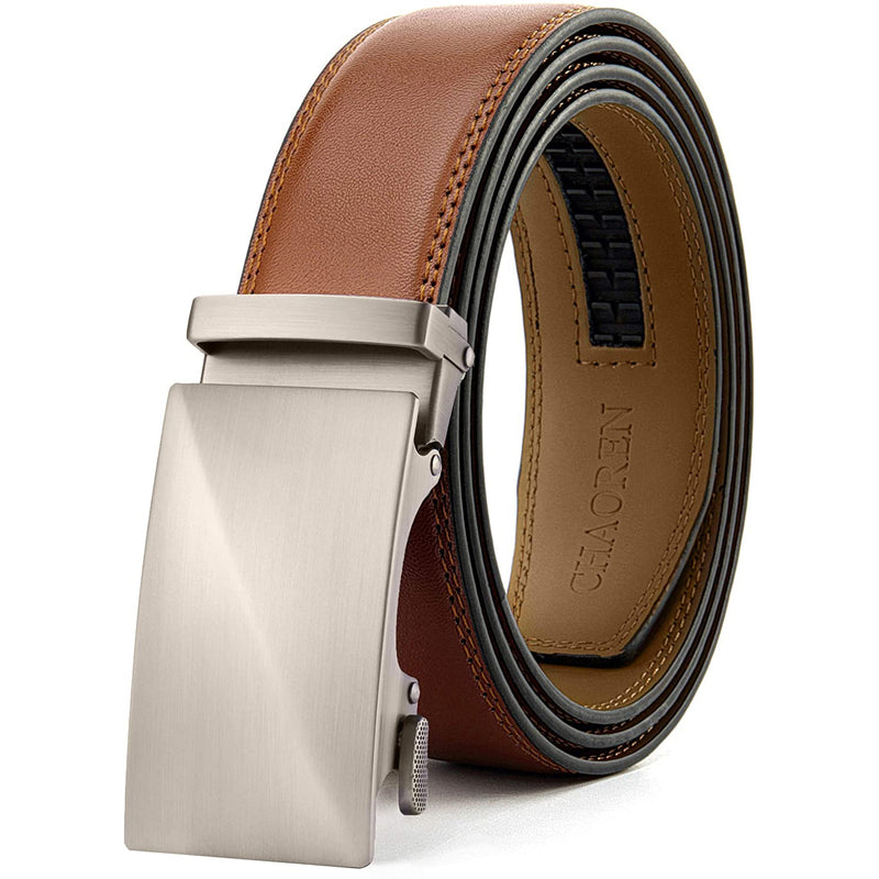 Chaoren Leather Ratchet Dress  Belt | with Automatic Slide | 01 Tan Ratchet Belt