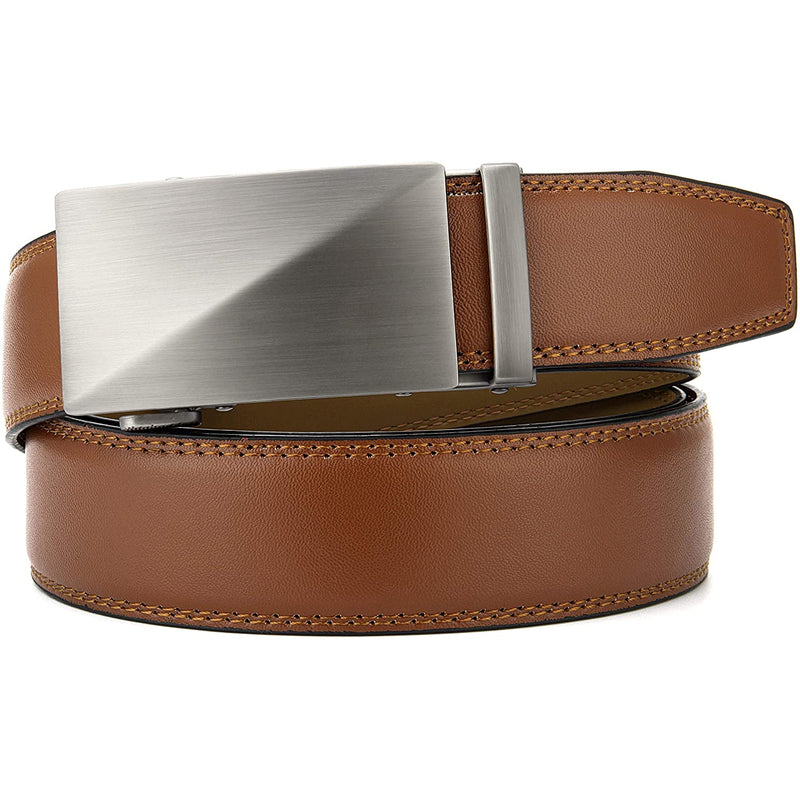 Chaoren Leather Ratchet Dress  Belt | with Automatic Slide | 01 Tan Ratchet Belt